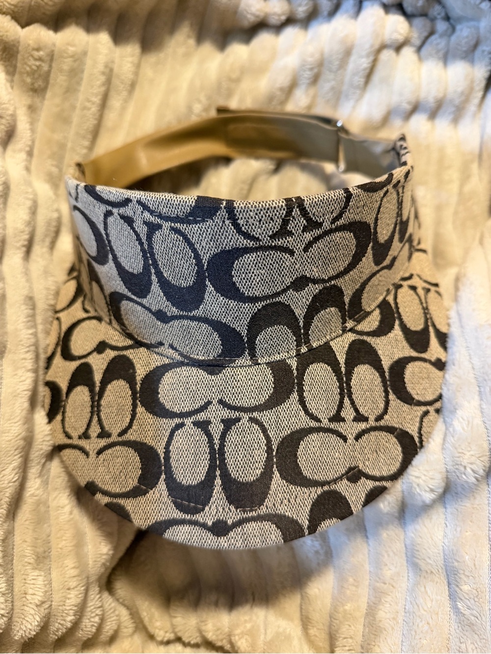 Designer Monogram Canvas Visor in Black and Cream